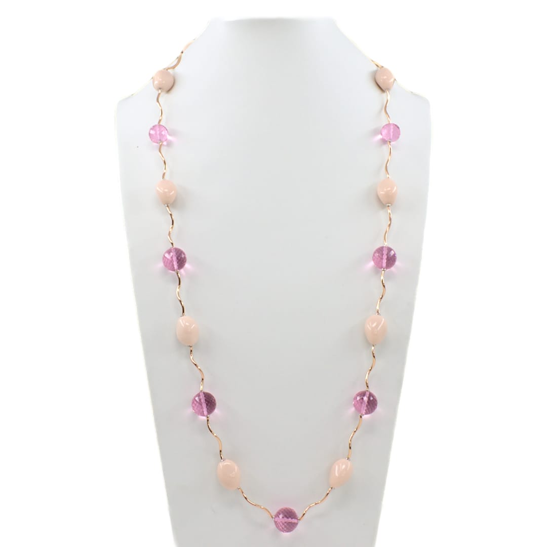 Collana con quarzo hidro rosa