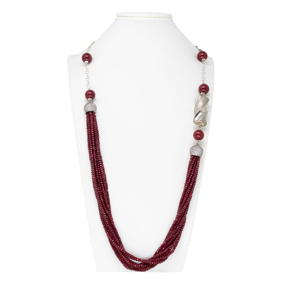 Collana in giada rubellite